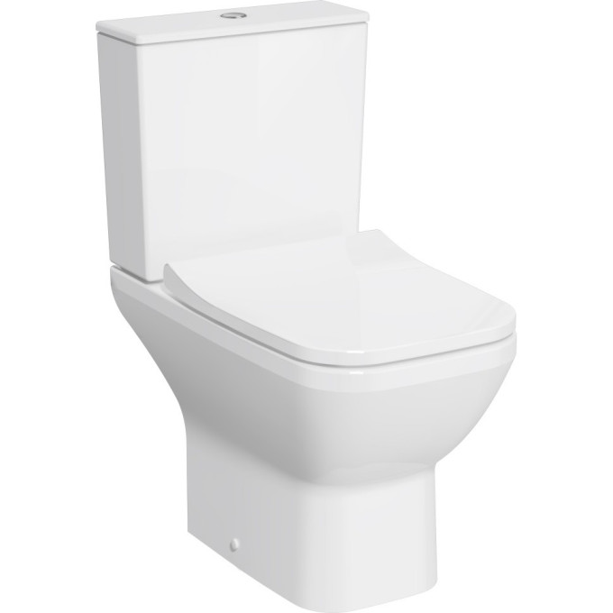 Комплект напольного безободкового унитаза VITRA INTEGRA SQUARE PEN-BACK, тонкое сиденье микролифт, механизм 3/6 л 9833B003-7205